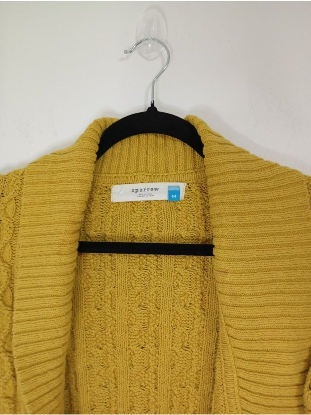 Anthropologie Sparrow Cable Knit Open Cardigan Sweater M Merino Wool Blend - Picture 4 of 10